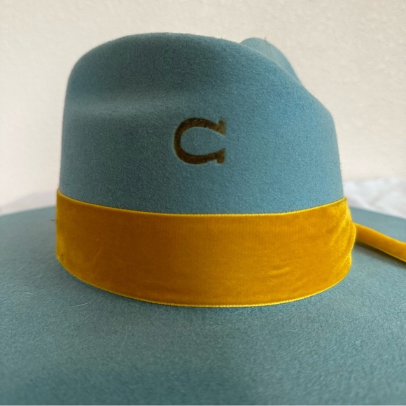 Charlie1horse custom blue hat with yellow ribbon and feather accents size small - Picture 2 of 6